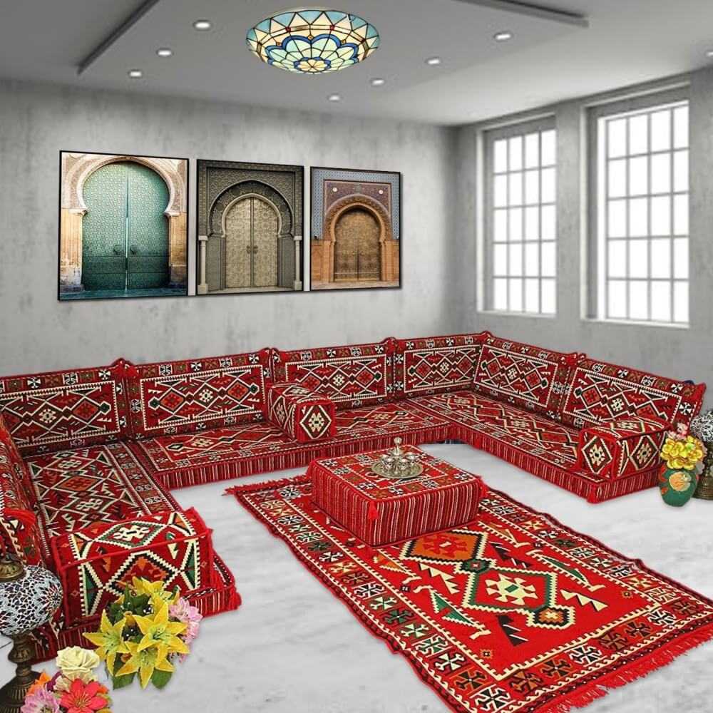 ANATOLIA Nine Seater Modular U-Shaped Floor Sofa Set