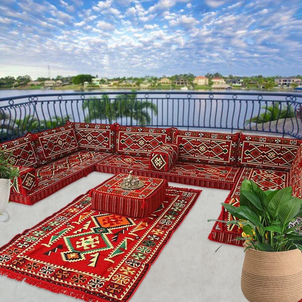 ANATOLIA Nine Seater Modular U-Shaped Floor Sofa Set