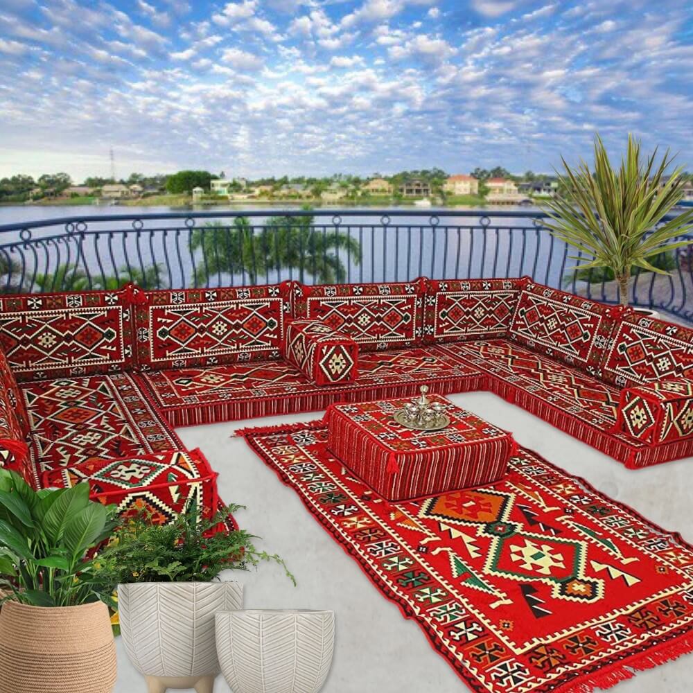 ANATOLIA Nine Seater Modular U-Shaped Floor Sofa Set