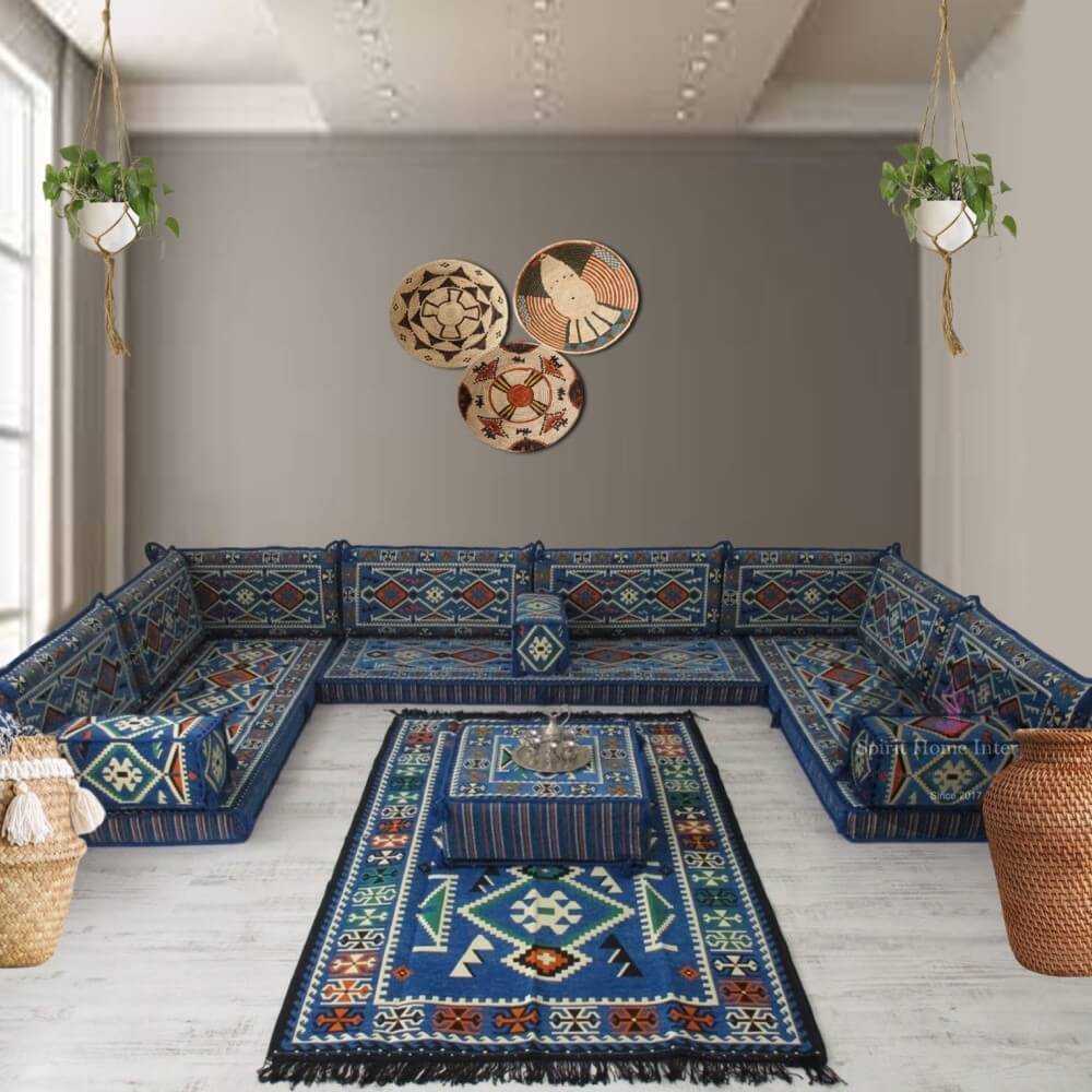 ANATOLIA Nine Seater Modular U-Shaped Floor Sofa Set