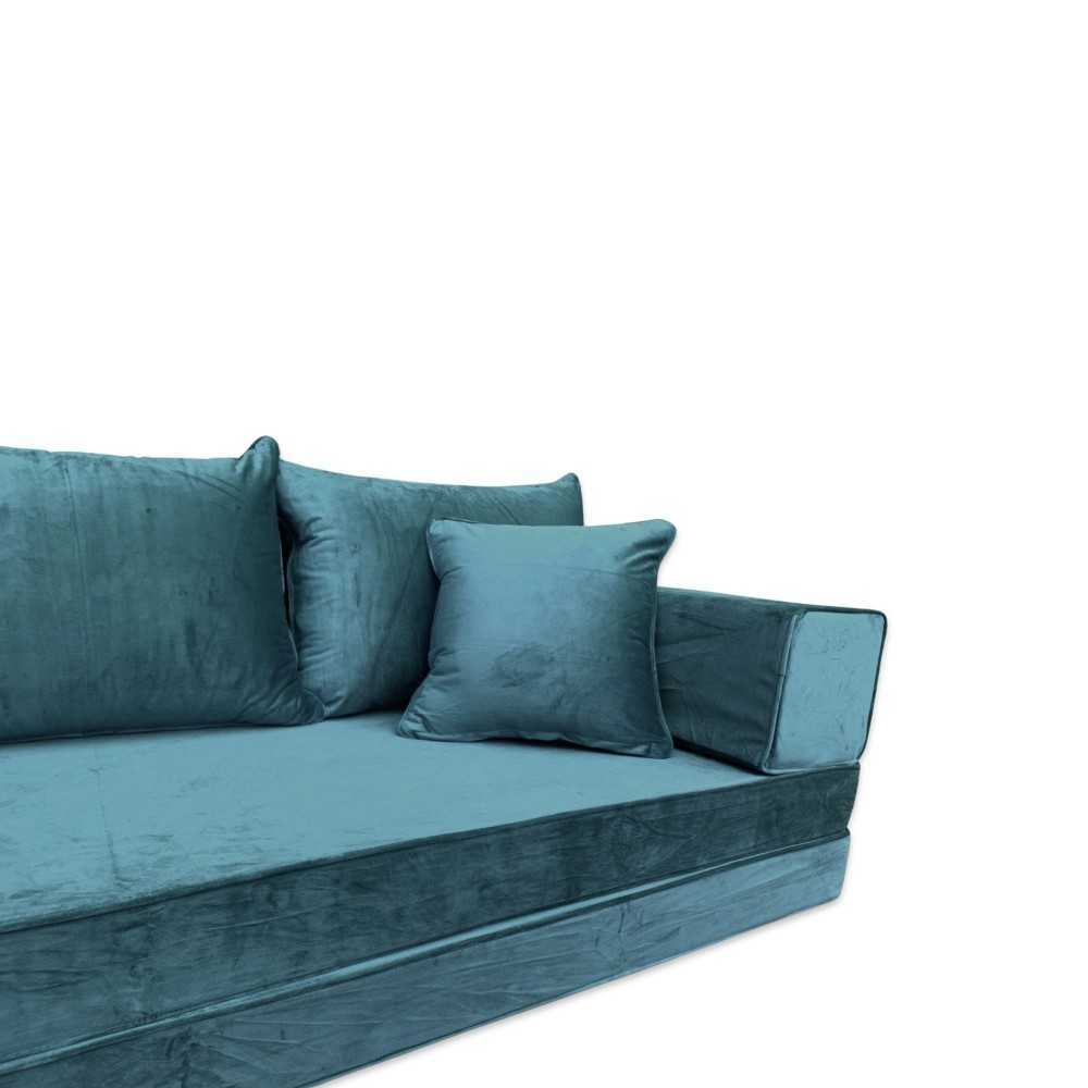 PLUSH Forest Green Velvet Dual Base Floor Sofa Set