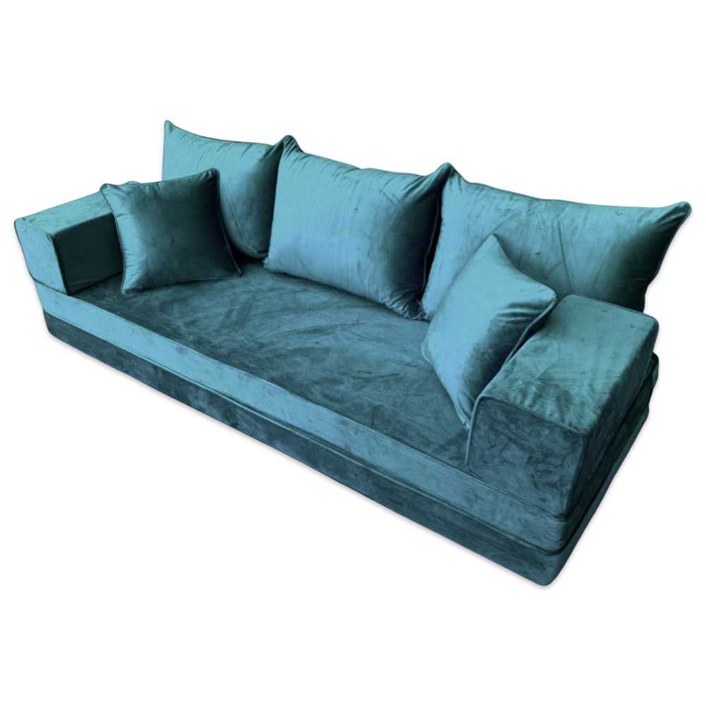 PLUSH Forest Green Velvet Dual Base Floor Sofa Set