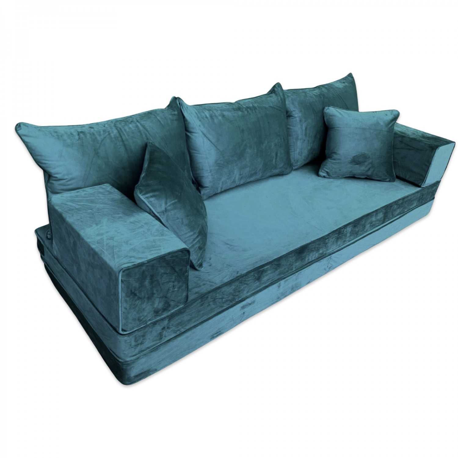 PLUSH Forest Green Velvet Dual Base Floor Sofa Set