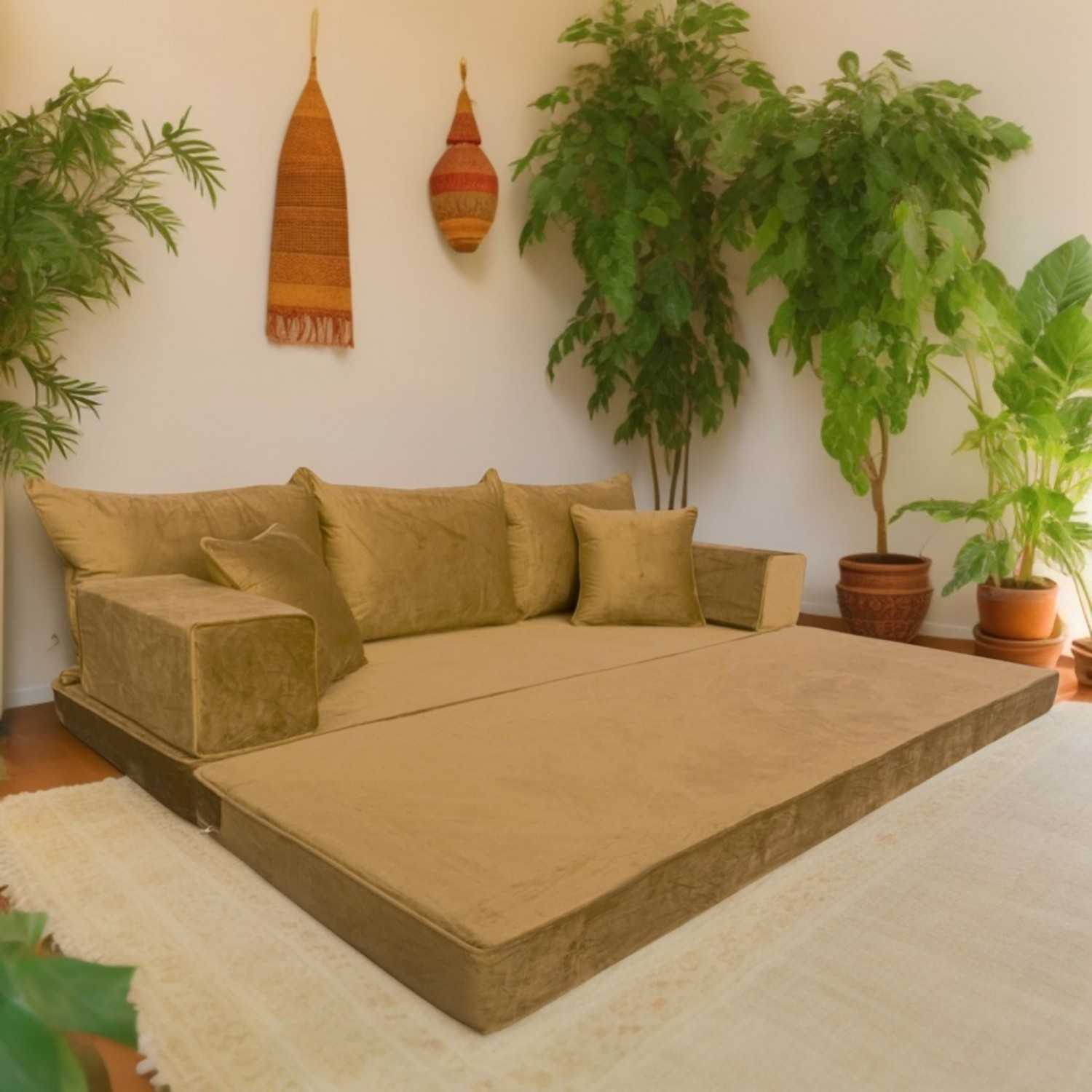 PLUSH Velvet Double Base Floor Sofa Set