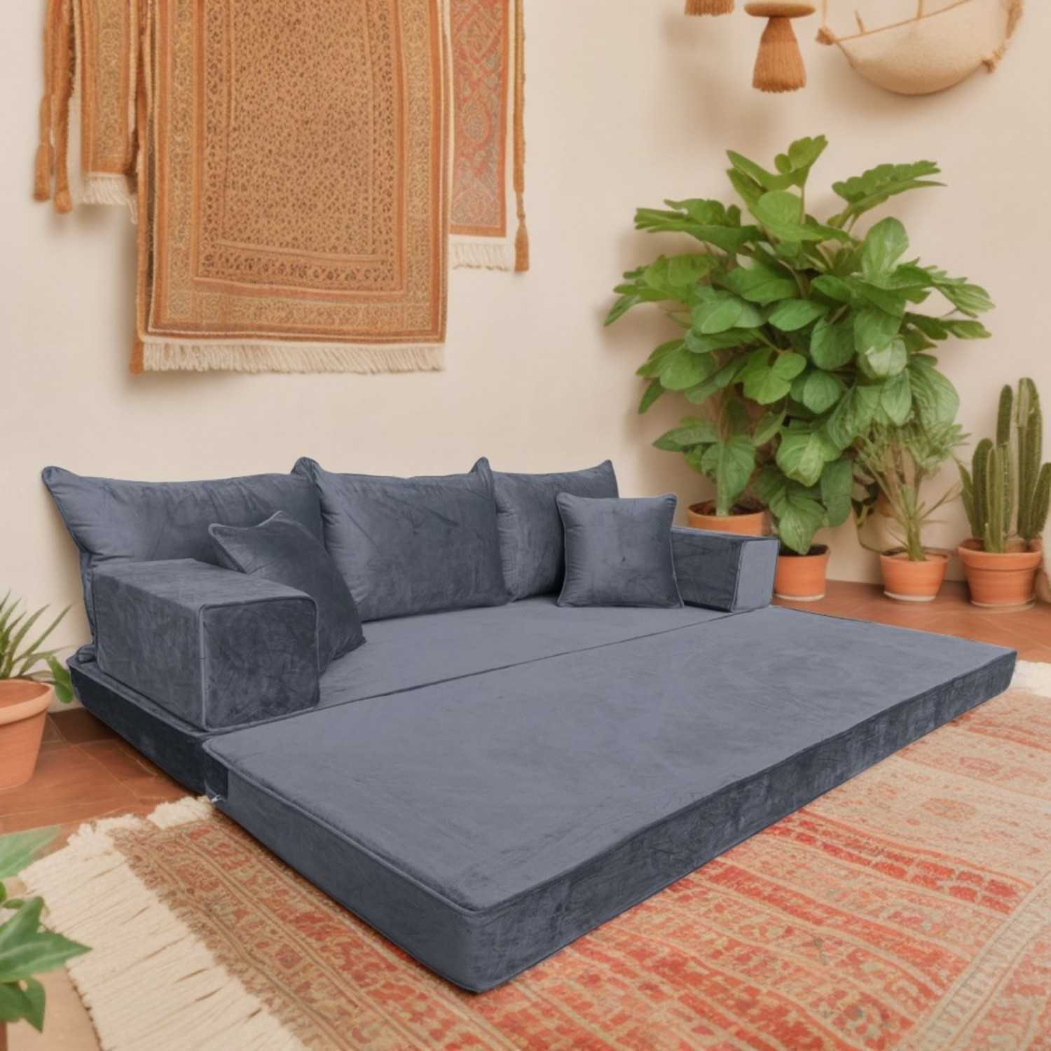 PLUSH Velvet Double Base Floor Sofa Set