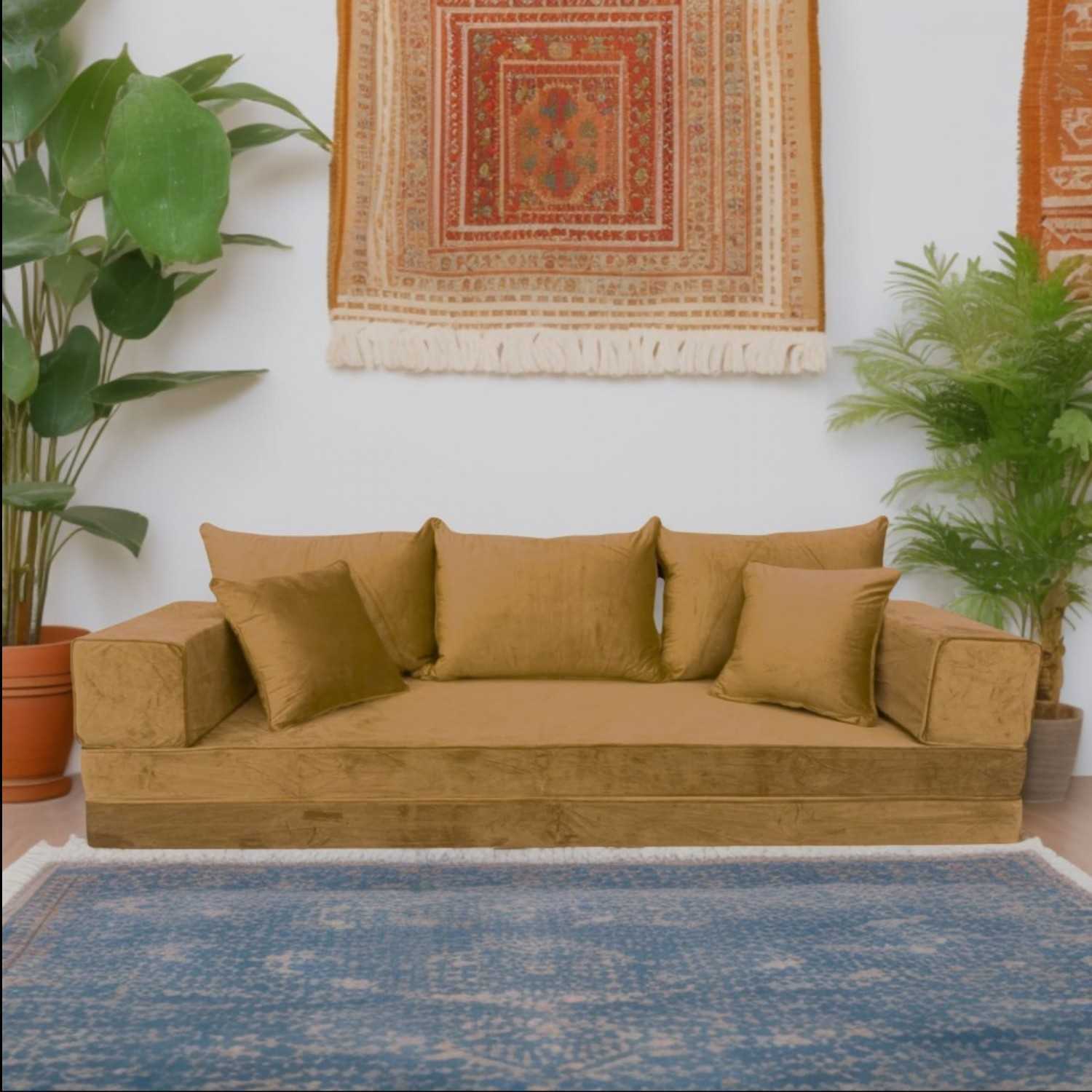 PLUSH Velvet Double Base Floor Sofa Set