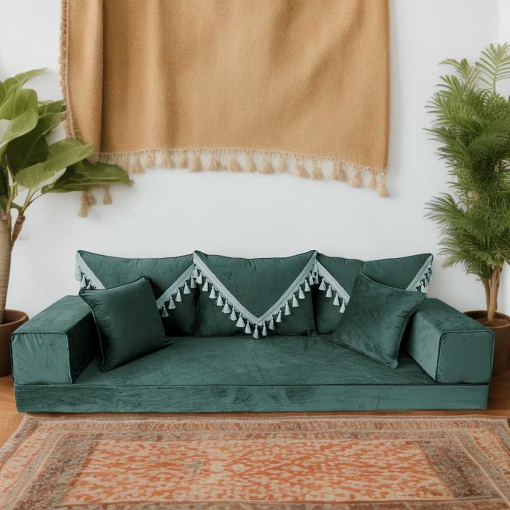 PLUSH Velvet Tassel Back Floor Sofa Set