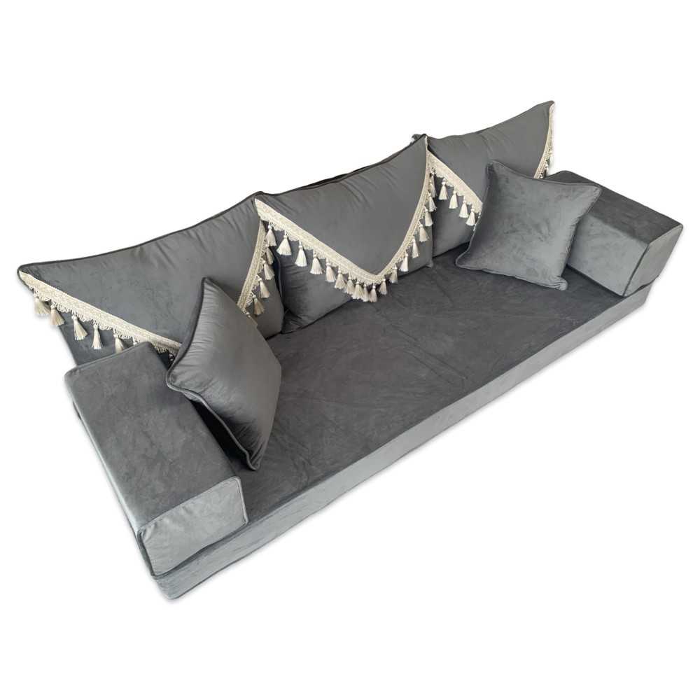 PLUSH Velvet Tassel Back Floor Sofa Set