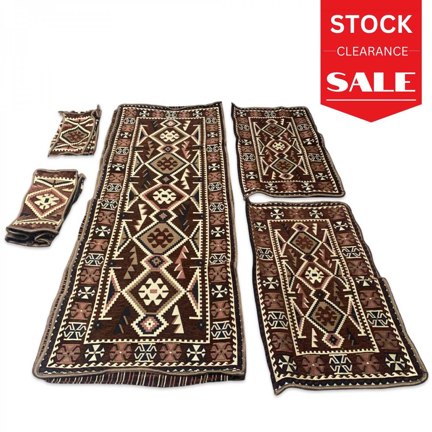 STOCK CLEARENCE!!! ANATOLIA Three Seater Majlis Floor Sofa Set Covers - Brown