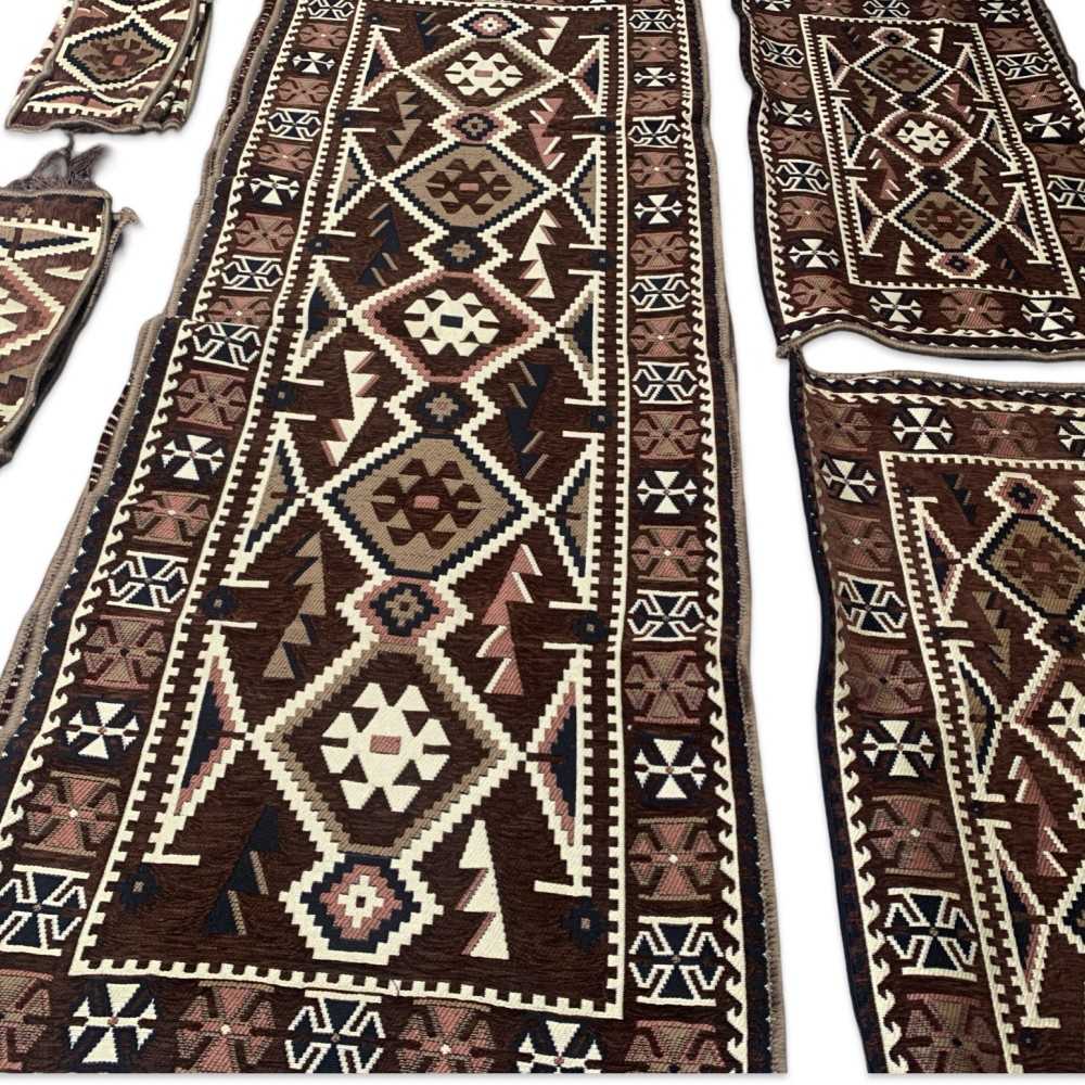 STOCK CLEARENCE!!! ANATOLIA Three Seater Majlis Floor Sofa Set Covers - Brown