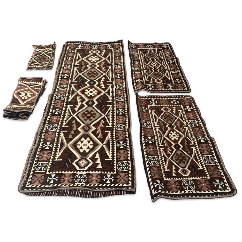 STOCK CLEARENCE!!! ANATOLIA Three Seater Majlis Floor Sofa Set Covers - Brown