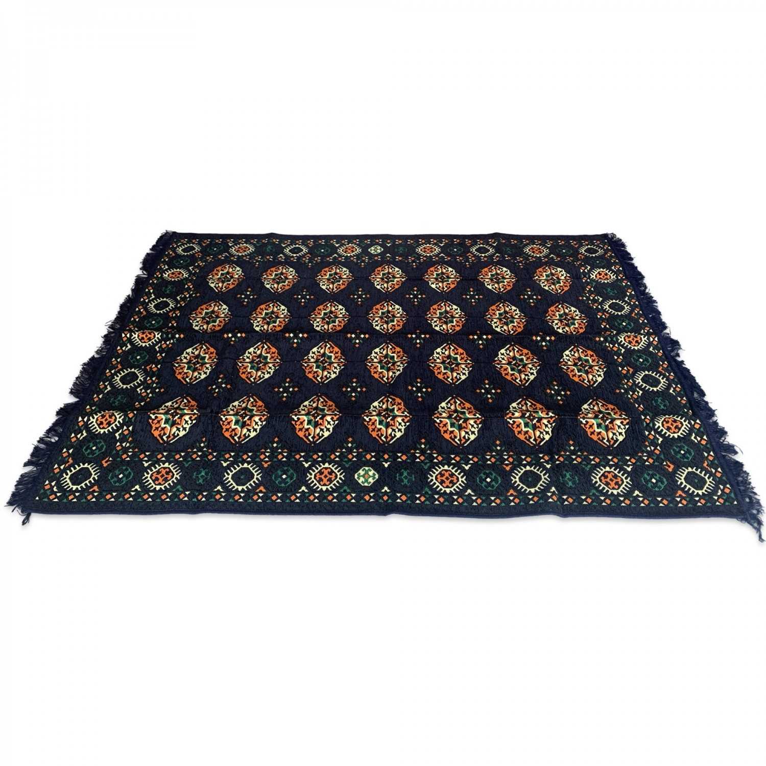 BUKHARA 180 x 135 cm Oriental Turkish Kilim Rug - Navy