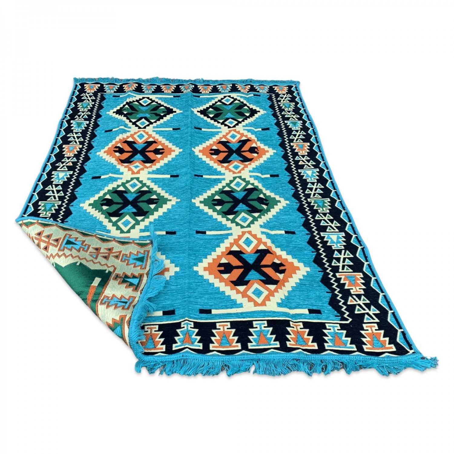 ANATOLIA 180 x 135 cm Oriental Turkish Kilim Rug - Turquoise ANATOLIA 180 x 135 cm Oriental Turkish Kilim Rug - Turquoise