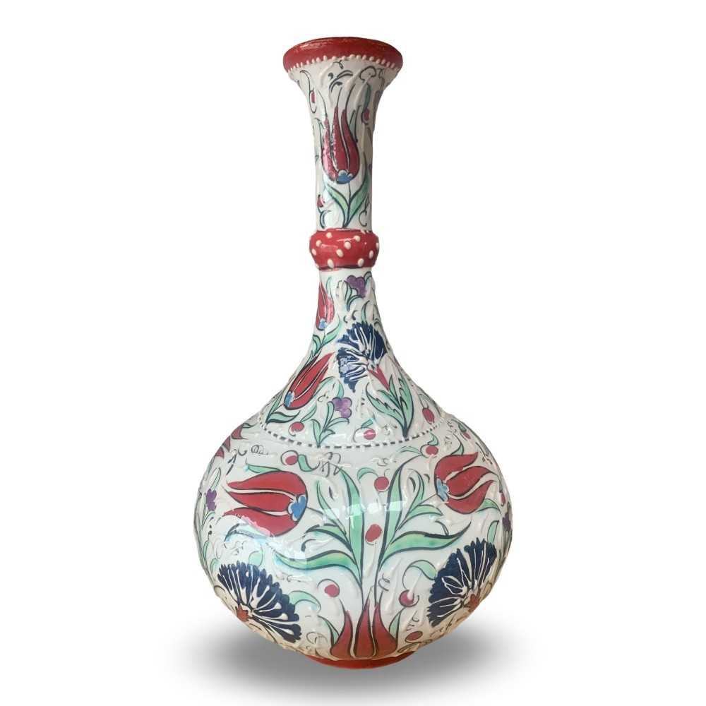 TEARDROP Handmade Turkish Ceramic Vase - Red Neck