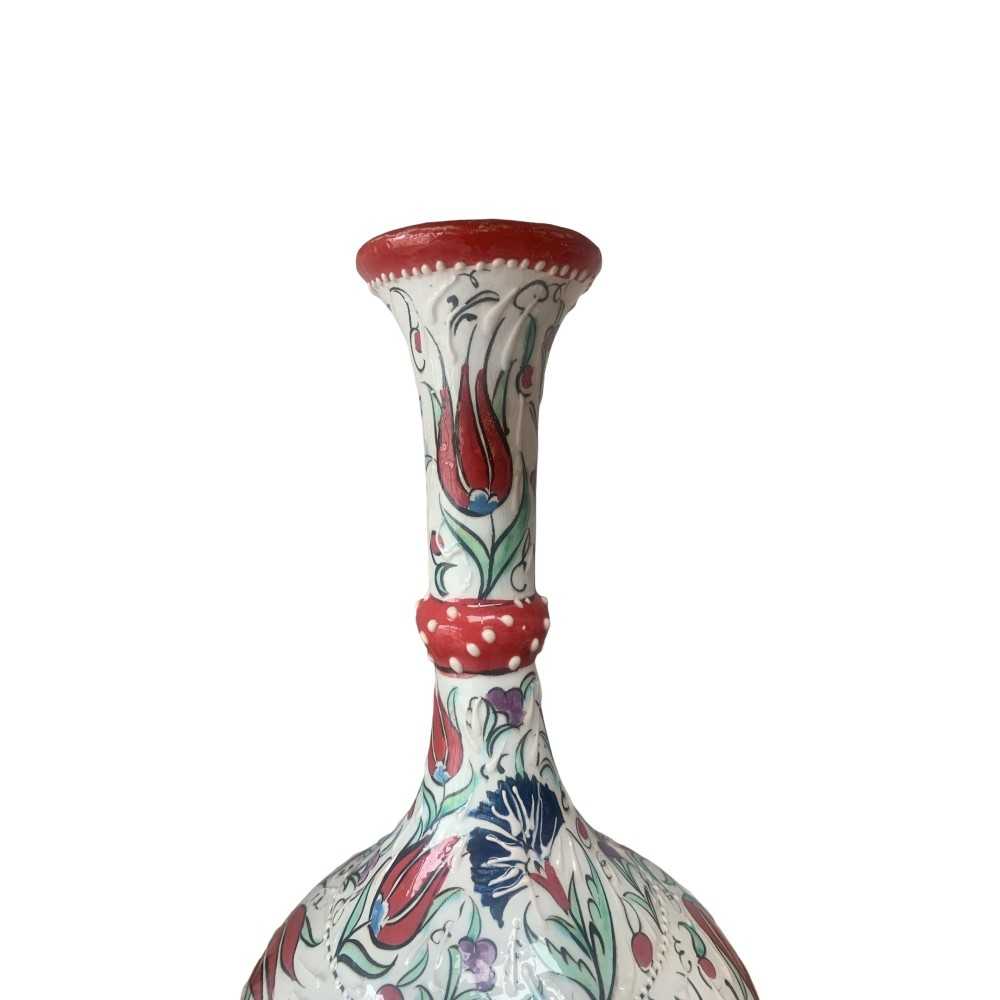 TEARDROP Handmade Turkish Ceramic Vase - Red Neck
