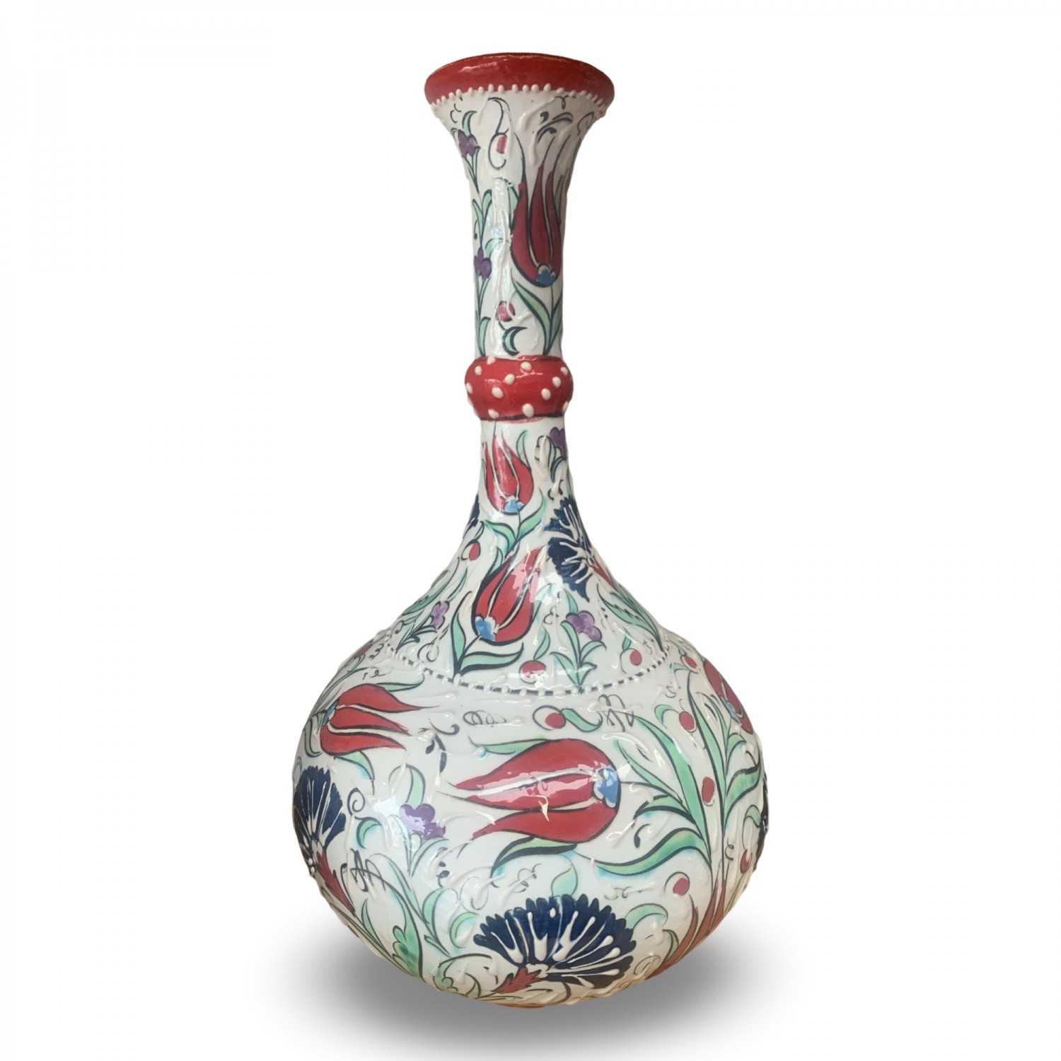 TEARDROP Handmade Turkish Ceramic Vase - Red Neck