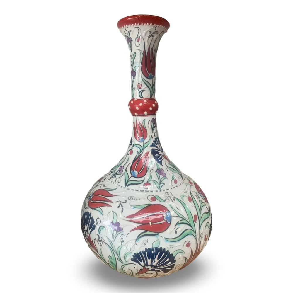 TEARDROP Handmade Turkish Ceramic Vase - Red Neck