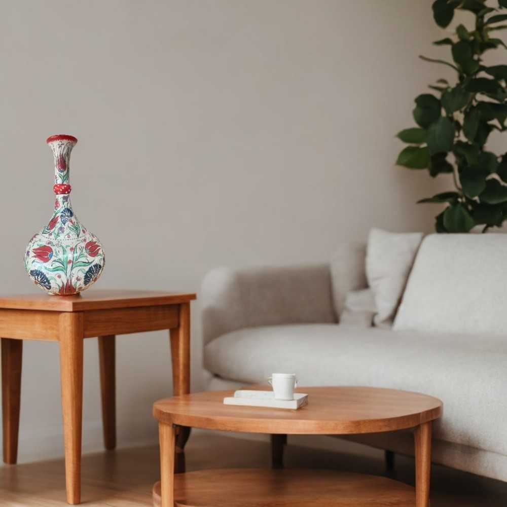 TEARDROP Handmade Turkish Ceramic Vase - Red Neck