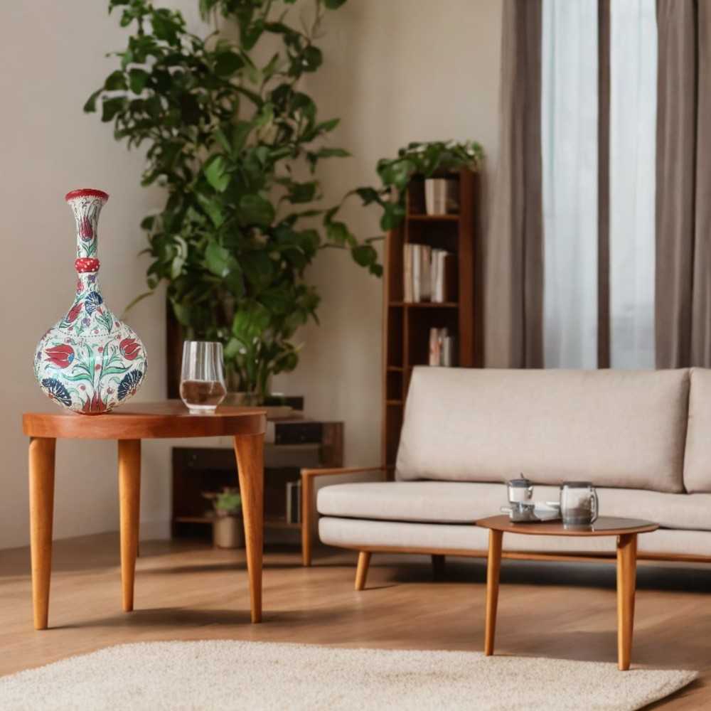 TEARDROP Handmade Turkish Ceramic Vase - Red Neck