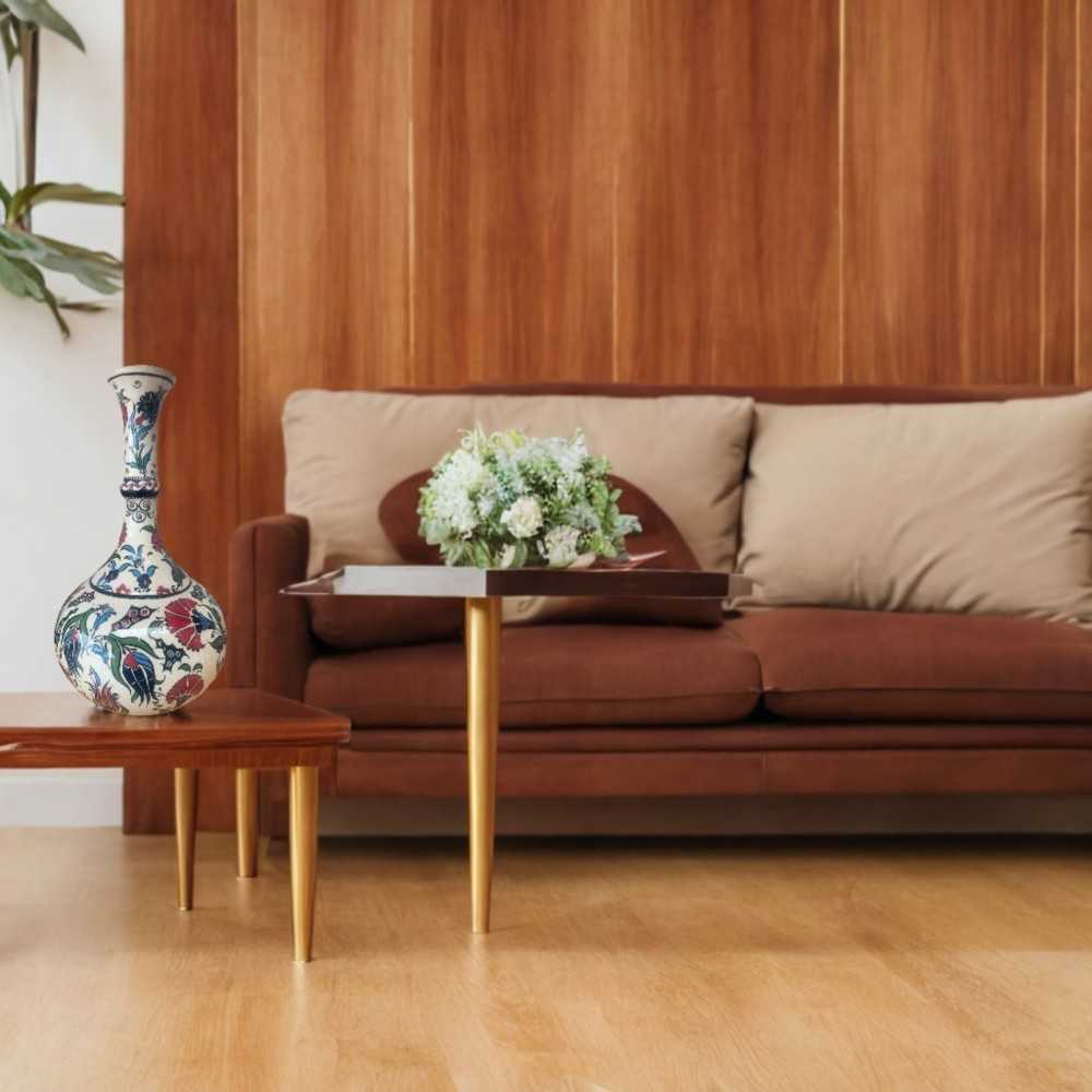 TEARDROP Handmade Turkish Ceramic Vase - Blue Neck