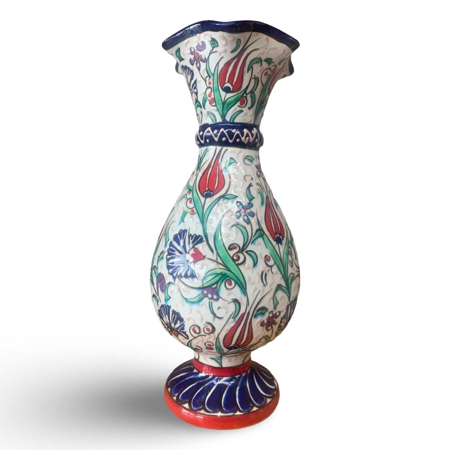 LOTUS Handmade Turkish Ceramic Vase - Blue Neck