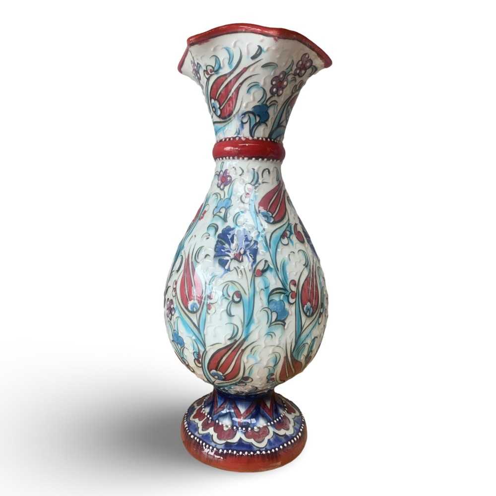 LOTUS Handmade Turkish Ceramic Vase - Red Neck