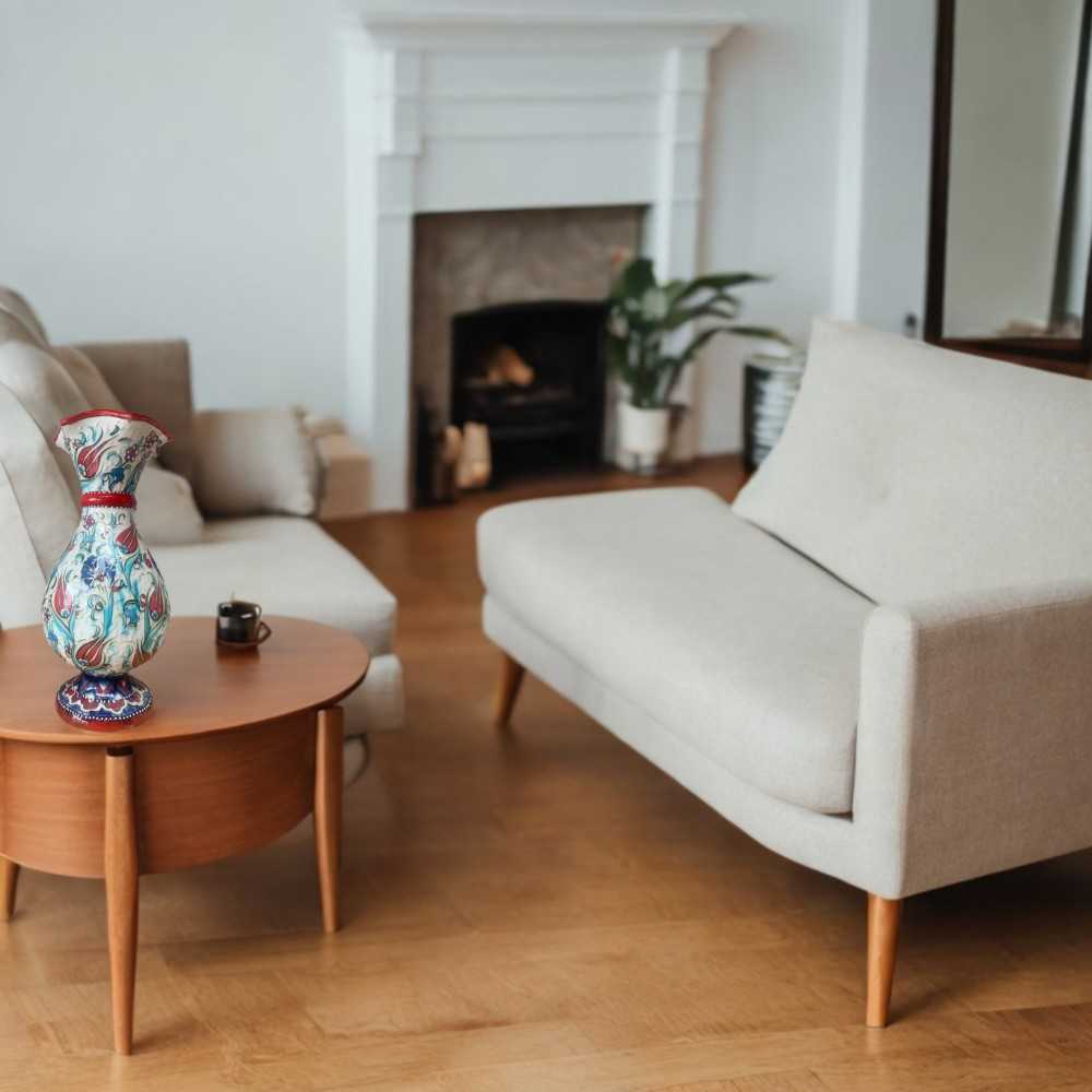 LOTUS Handmade Turkish Ceramic Vase - Red Neck