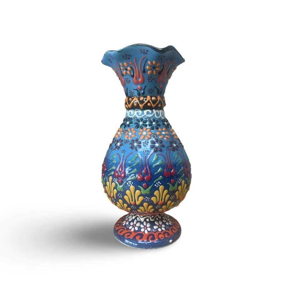 LOTUS Blue Handmade Turkish Ceramic Vase - Small