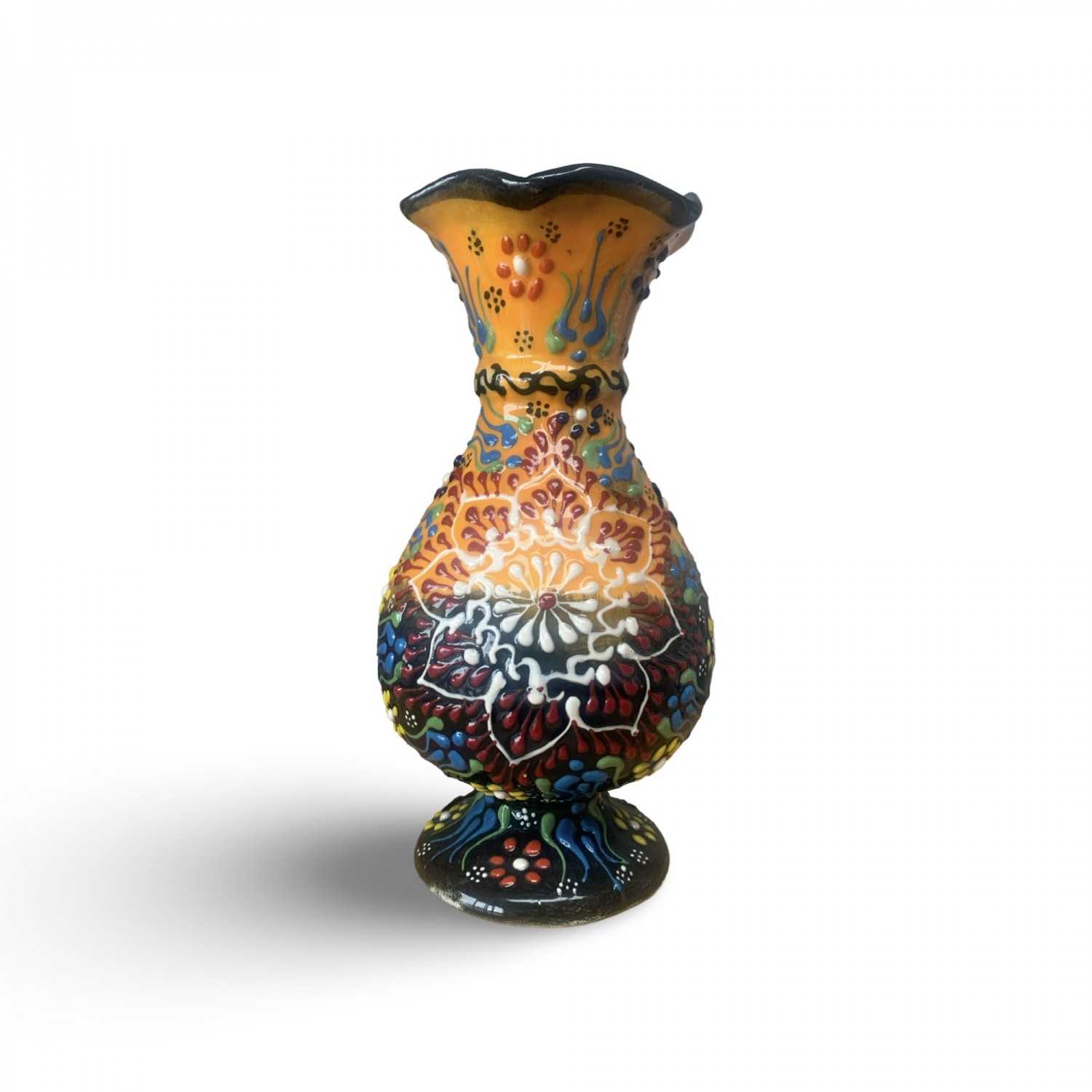 LOTUS Orange Handmade Turkish Ceramic Vase - Small