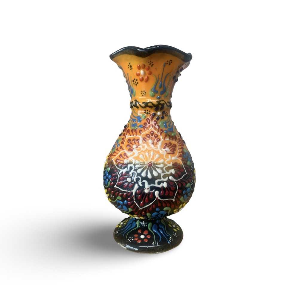 LOTUS Orange Handmade Turkish Ceramic Vase - Small