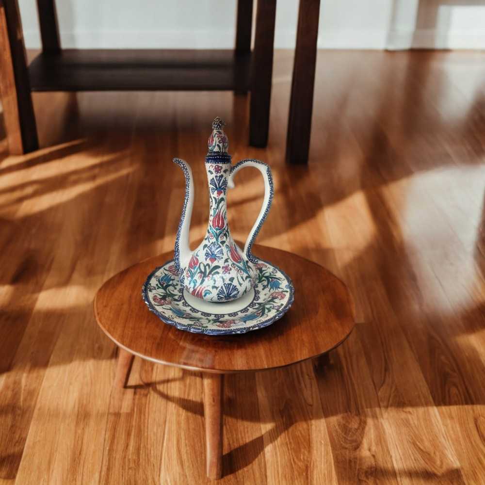 REGAL Handmade Turkish Ceramic Pitcher Vase - Blue