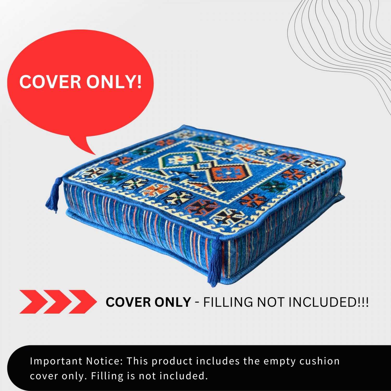 ANATOLIA 50 x 50 cm Kilim Floor Cushion Cover