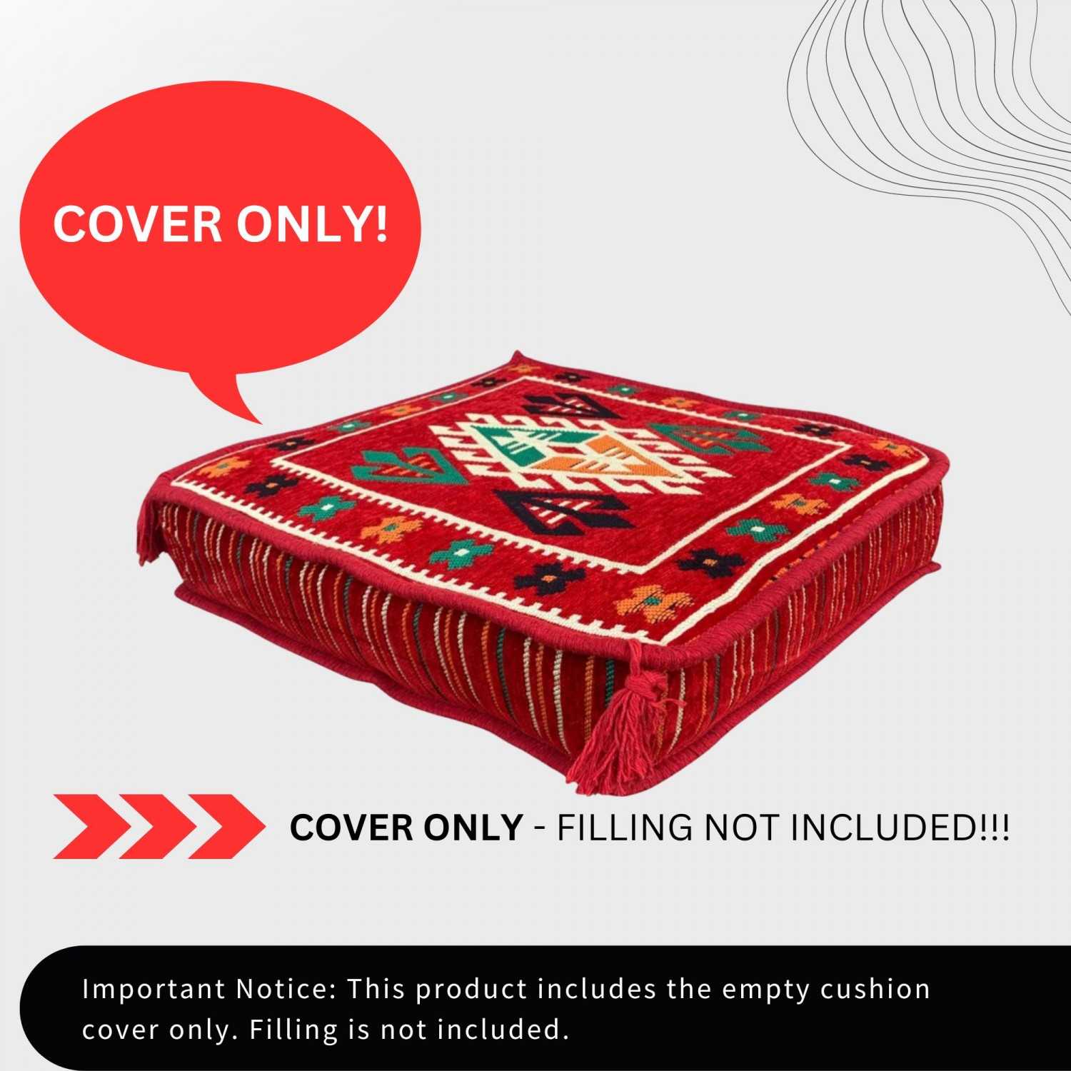 BELKIS 50 x 50 cm Kilim Floor Cushion Cover