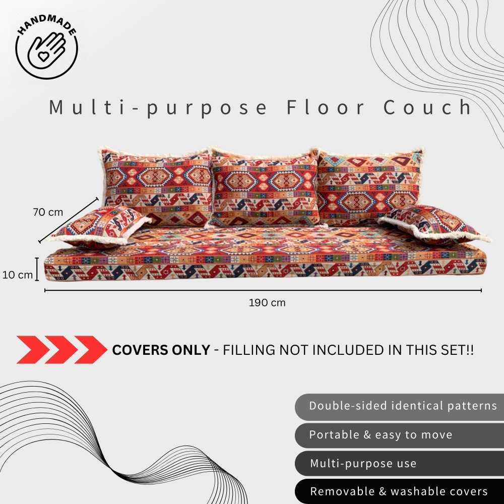 MESO Three Seater Moroccan Floor Sofa Set Covers - Unstuffed