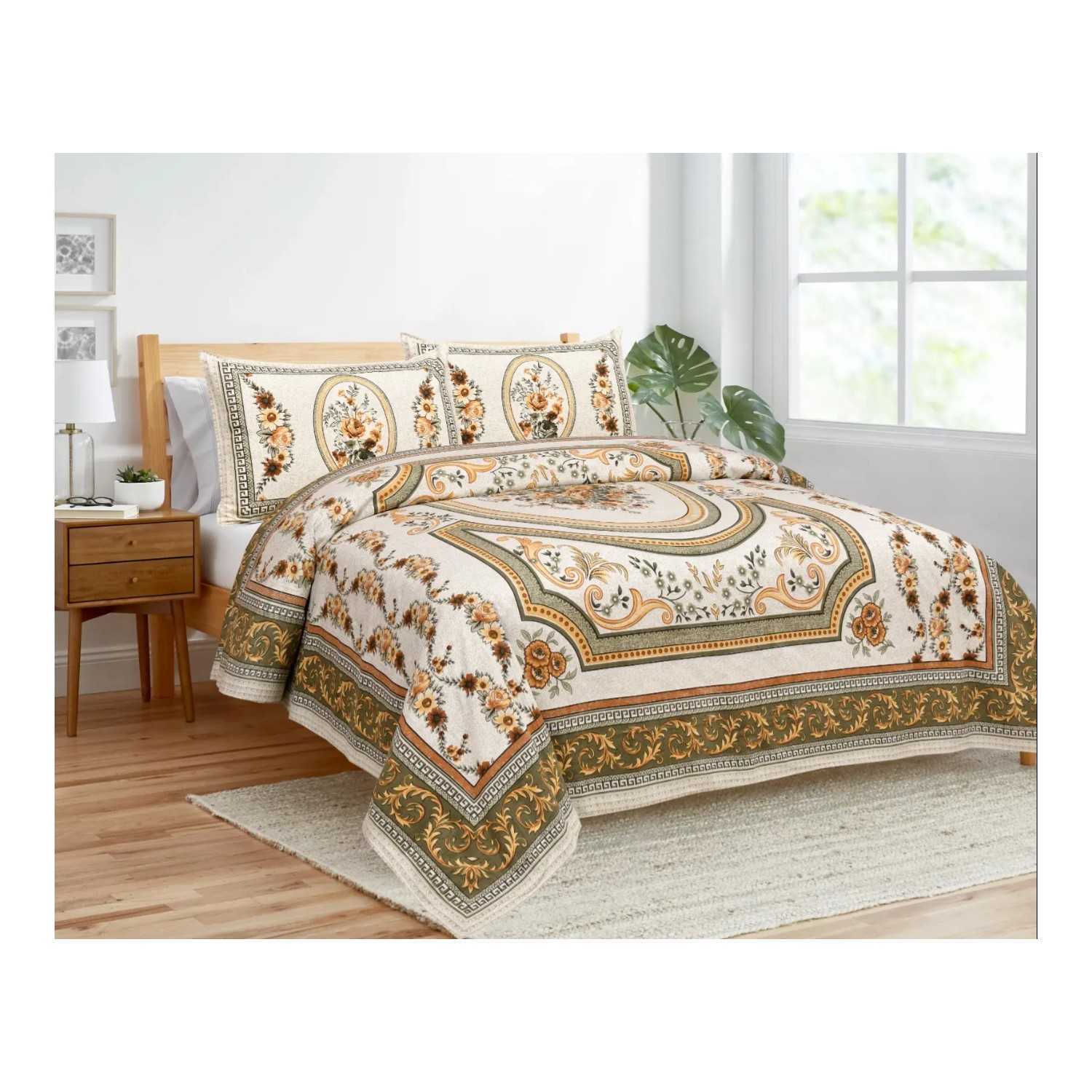 Majestic Floral Sanganeri Print Cotton Bedsheet – King Size Majestic Floral Sanganeri Print Cotton Bedsheet – King Size