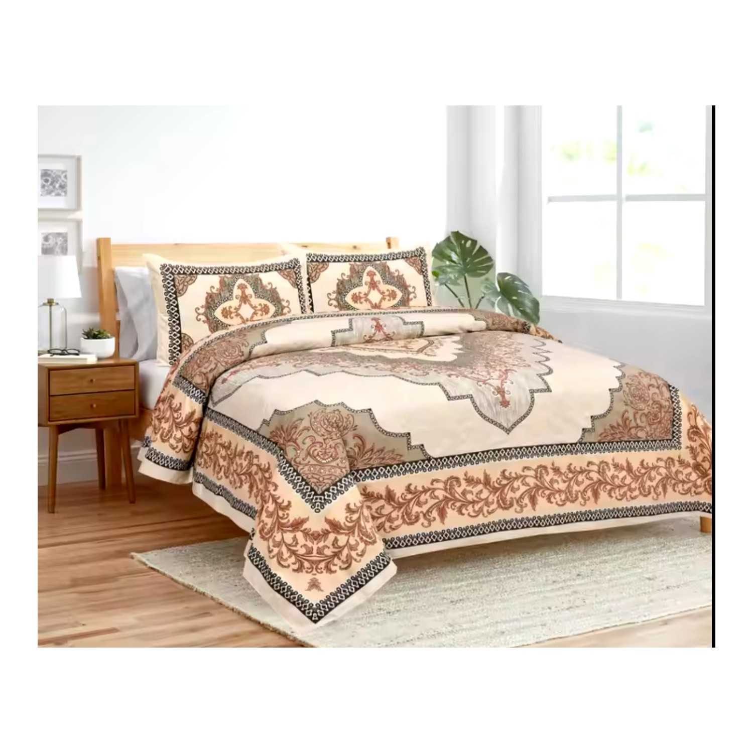 Premium Indian Sanganeri King Bedsheet Set – Richly Detailed Design Premium Indian Sanganeri King Bedsheet Set – Richly Detailed Design