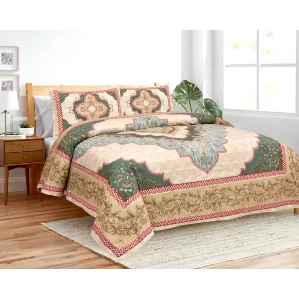 Premium Indian Sanganeri King Bedsheet Set – Richly Detailed Design