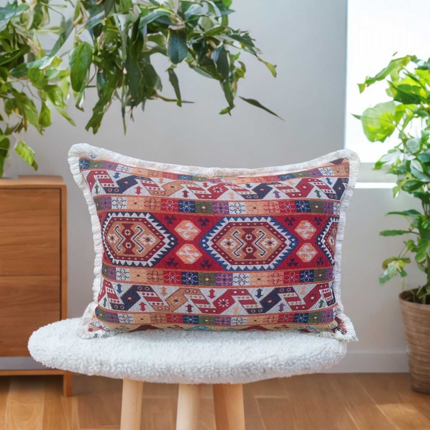 MESO 60 x 45 cm Kilim Pillow Cover with Fringe Edges