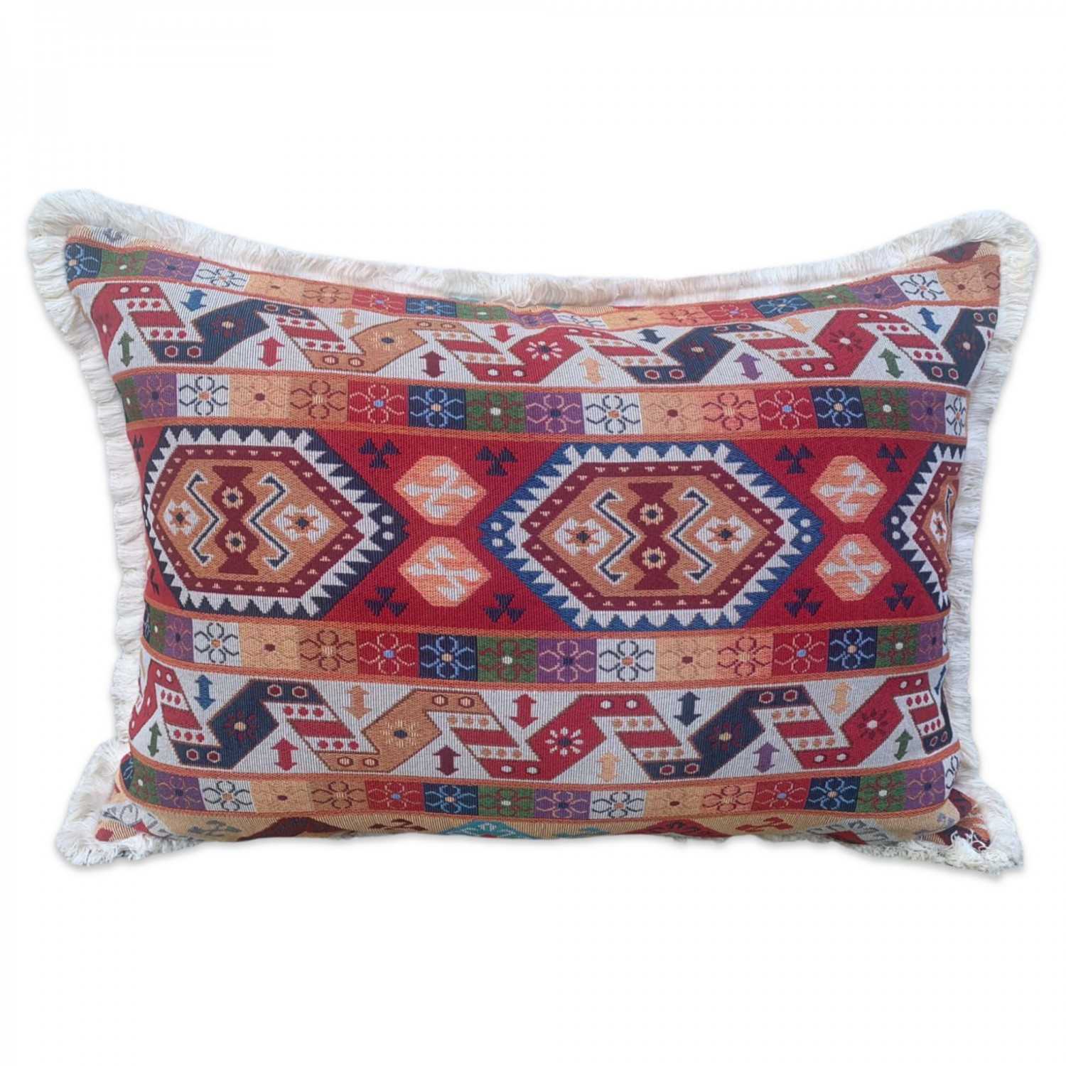 MESO 60 x 45 cm Kilim Pillow Cover with Fringe Edges