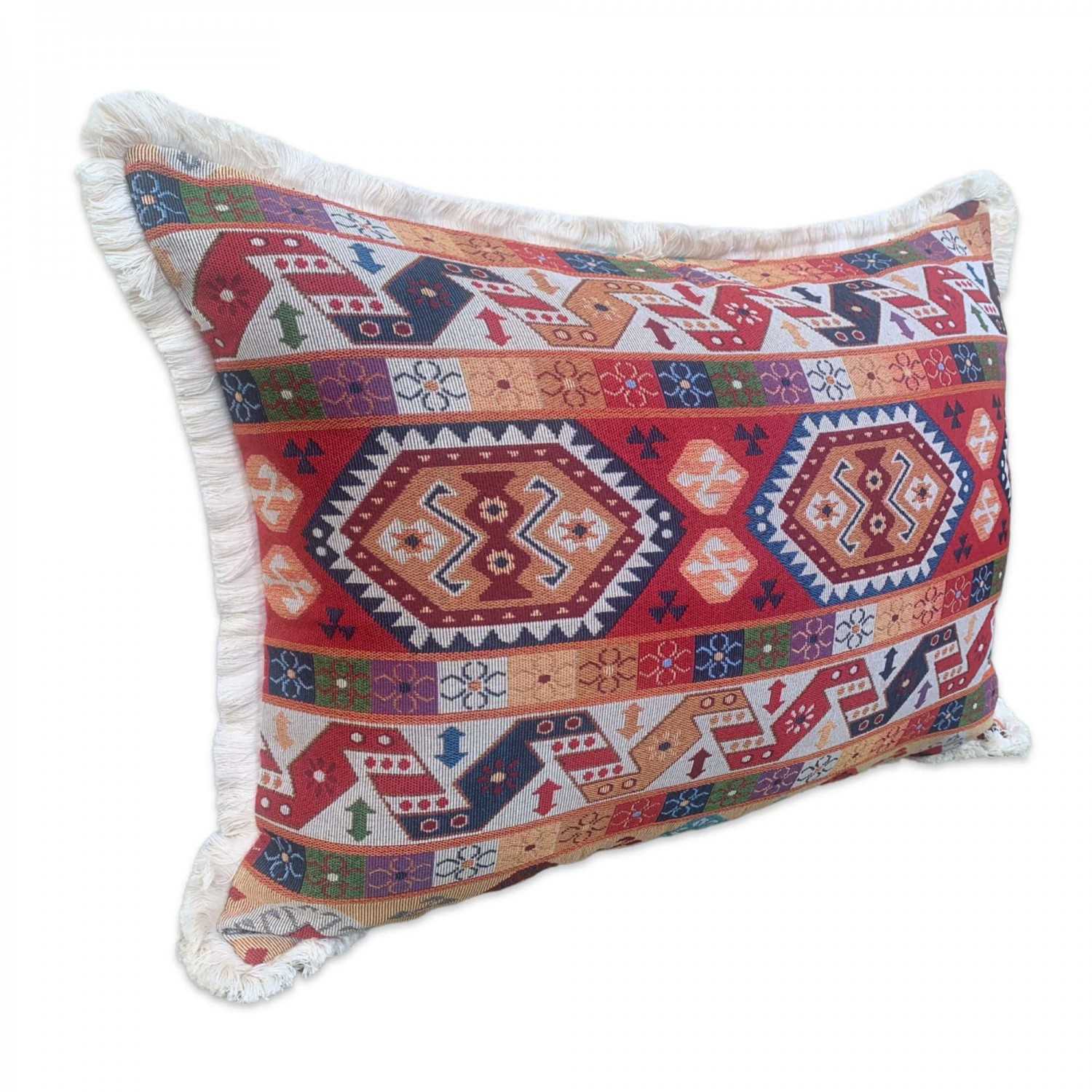MESO 60 x 45 cm Kilim Pillow Cover with Fringe Edges