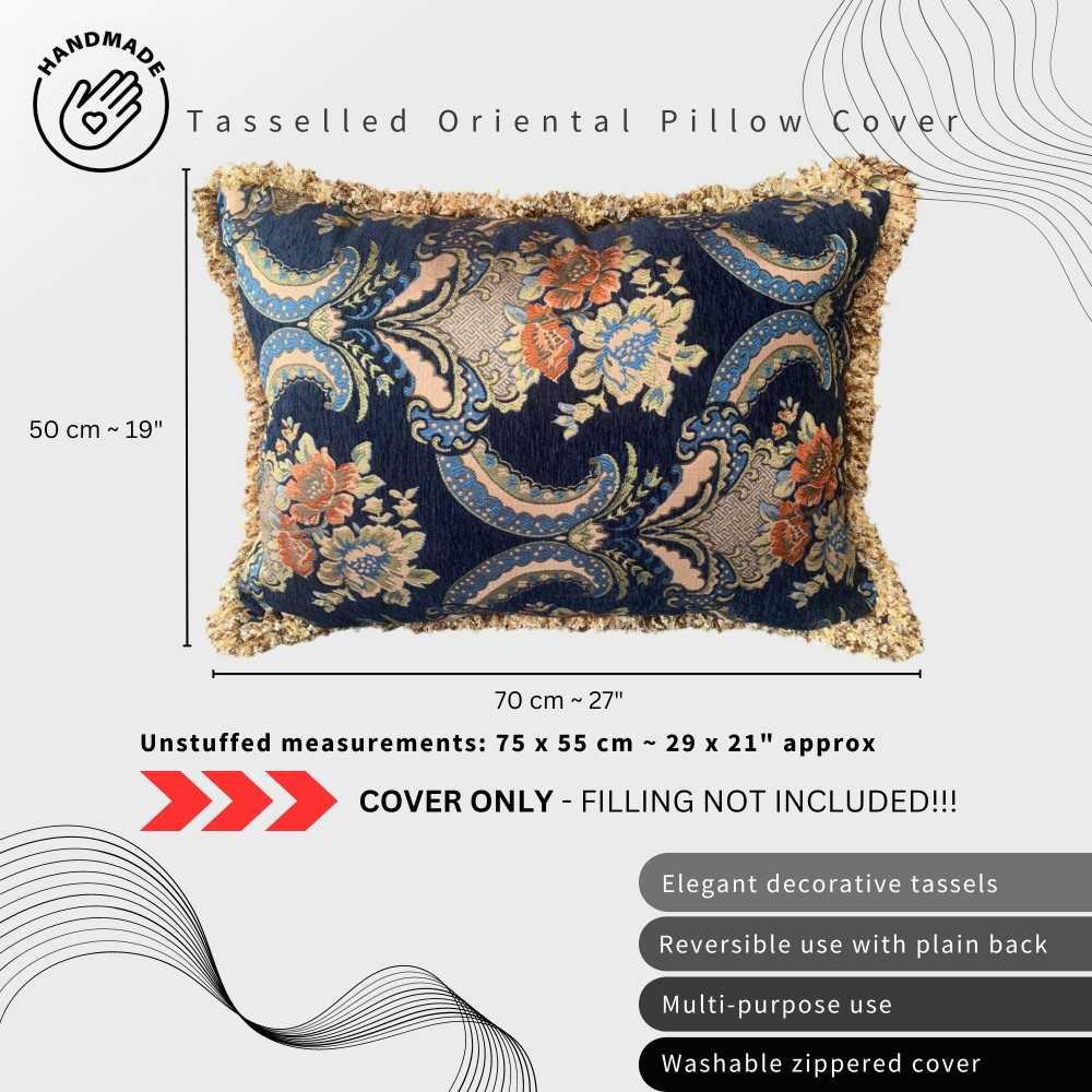 ORIENT 60 x 45 cm Kilim Pillow Cover with Fringe Edges