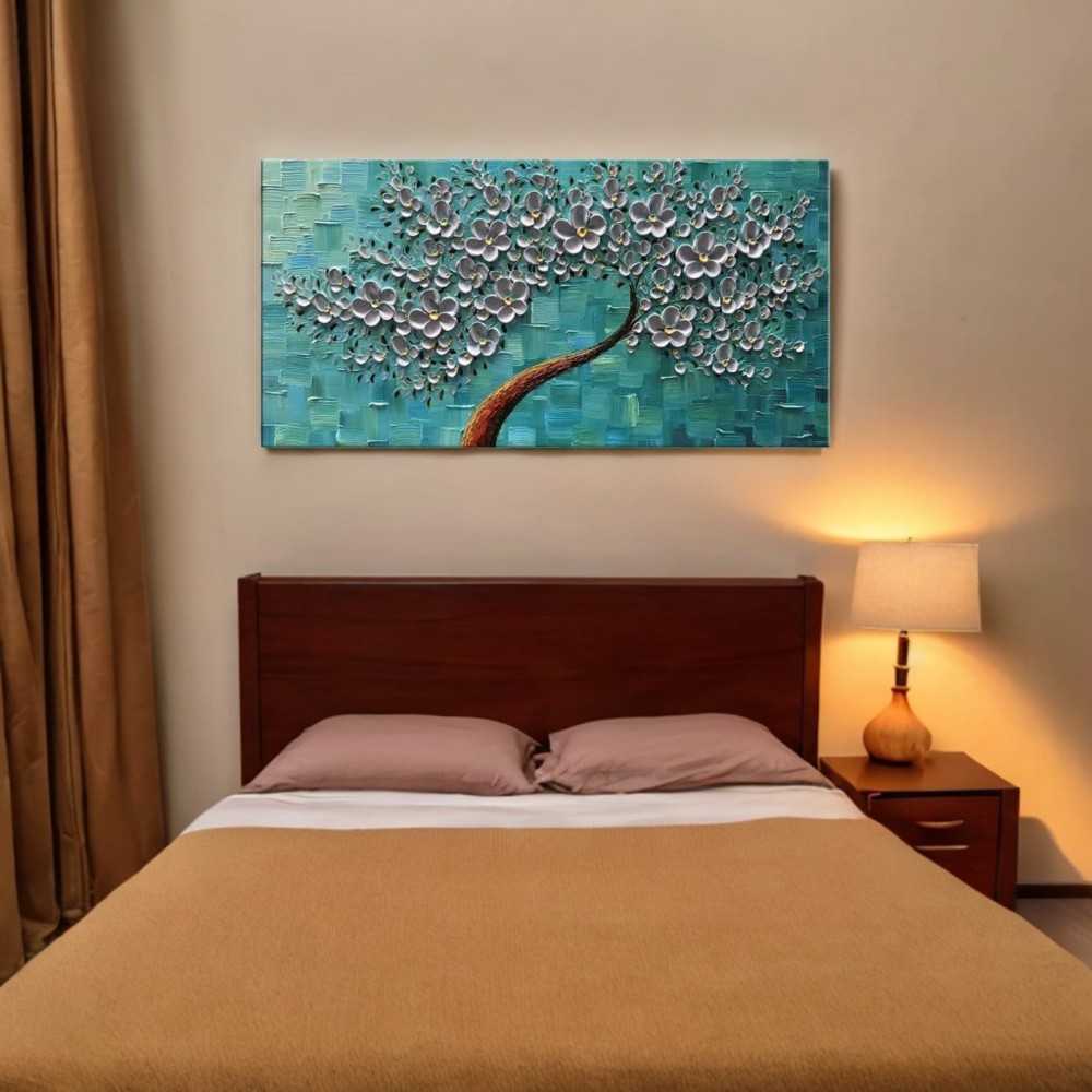 Handpainted 3D Floral Oil Painting on Canvas – Modern Abstract Elegance