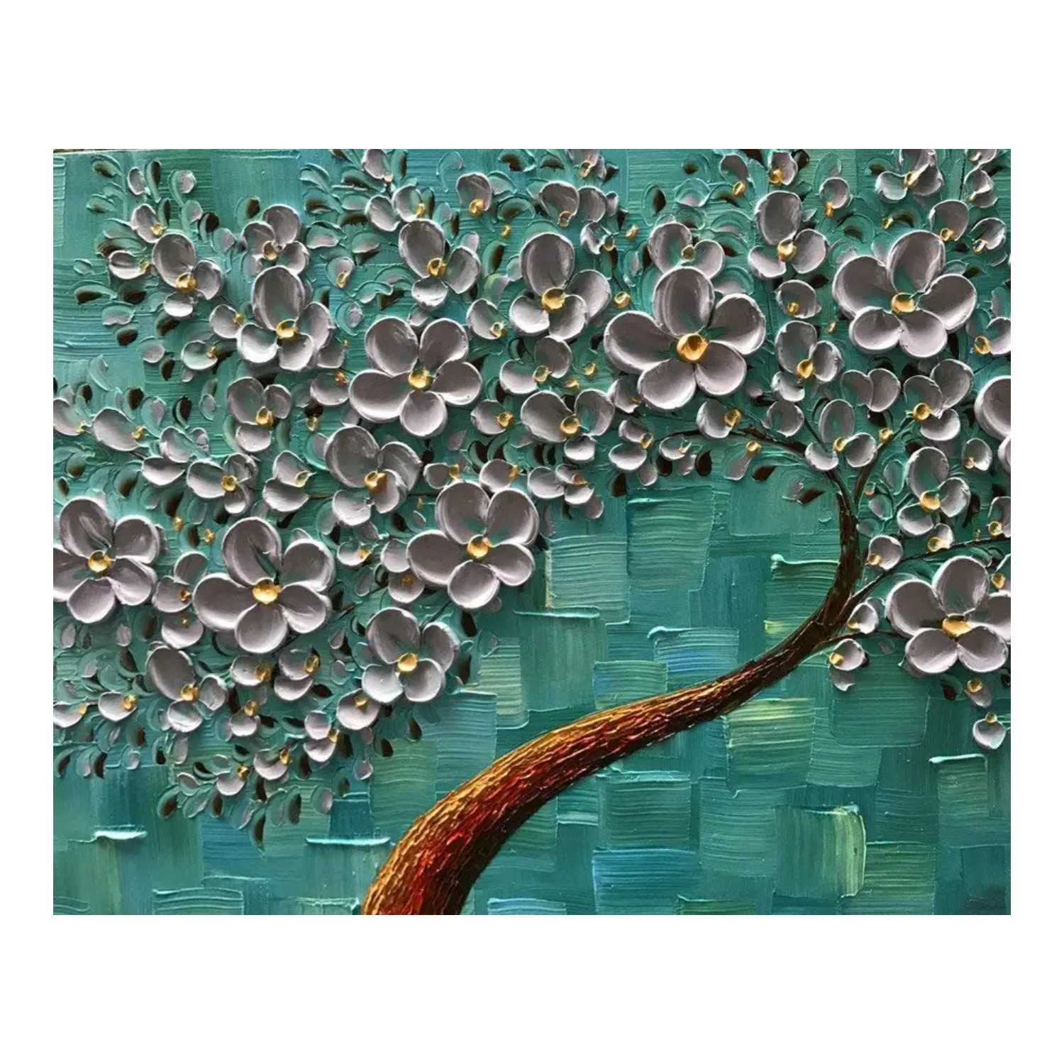 Handpainted 3D Floral Oil Painting on Canvas – Modern Abstract Elegance