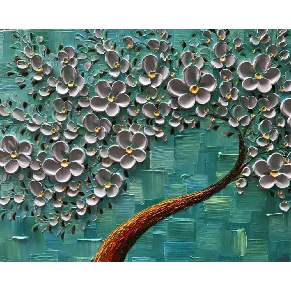 Handpainted 3D Floral Oil Painting on Canvas – Modern Abstract Elegance
