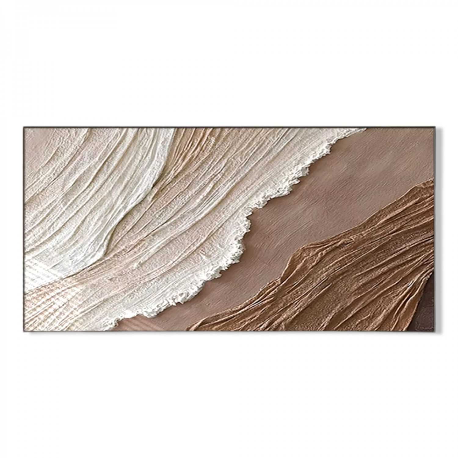 Modern Handmade Abstract Brown White Beach Ocean Seascape Scenery