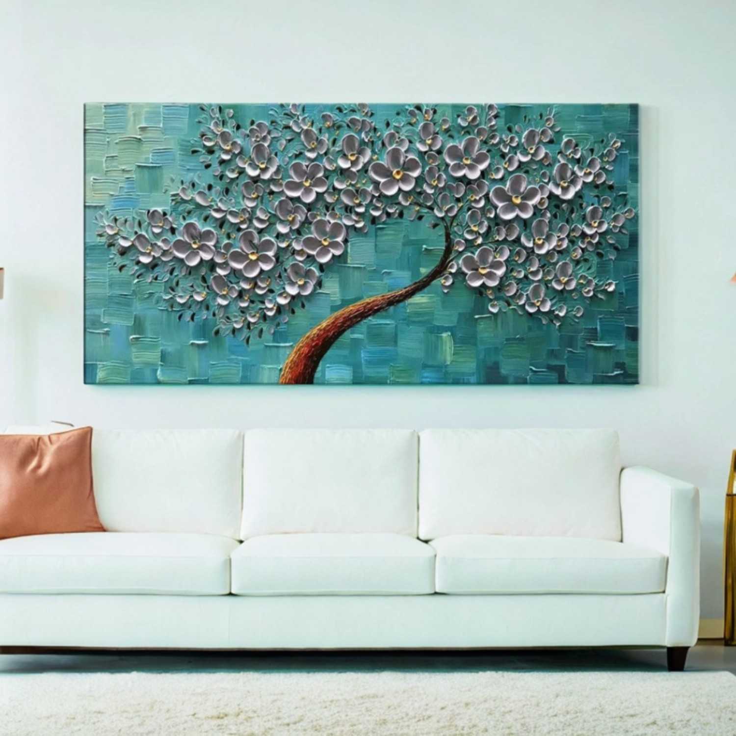 Handpainted 3D Floral Oil Painting on Canvas – Modern Abstract Elegance