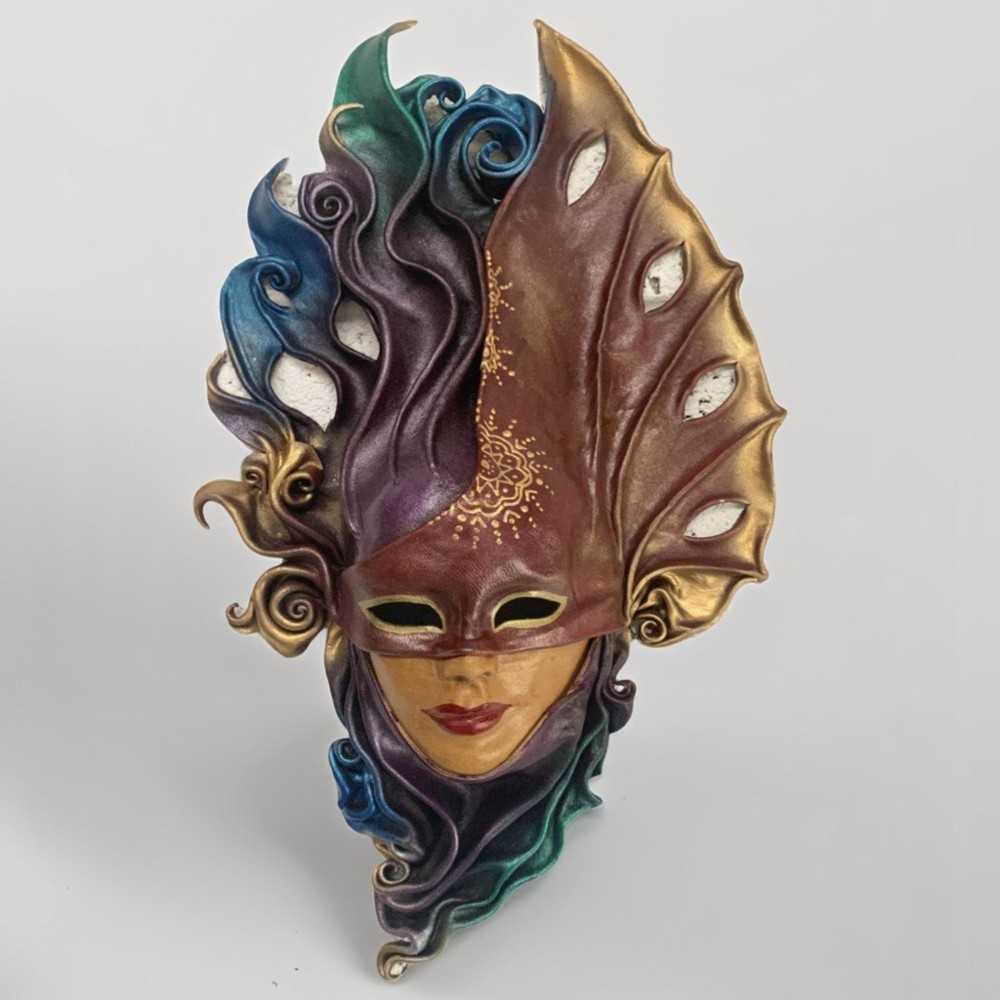 Venetian-Inspired Handpainted Leather Wall Mask – Artisan Crafted