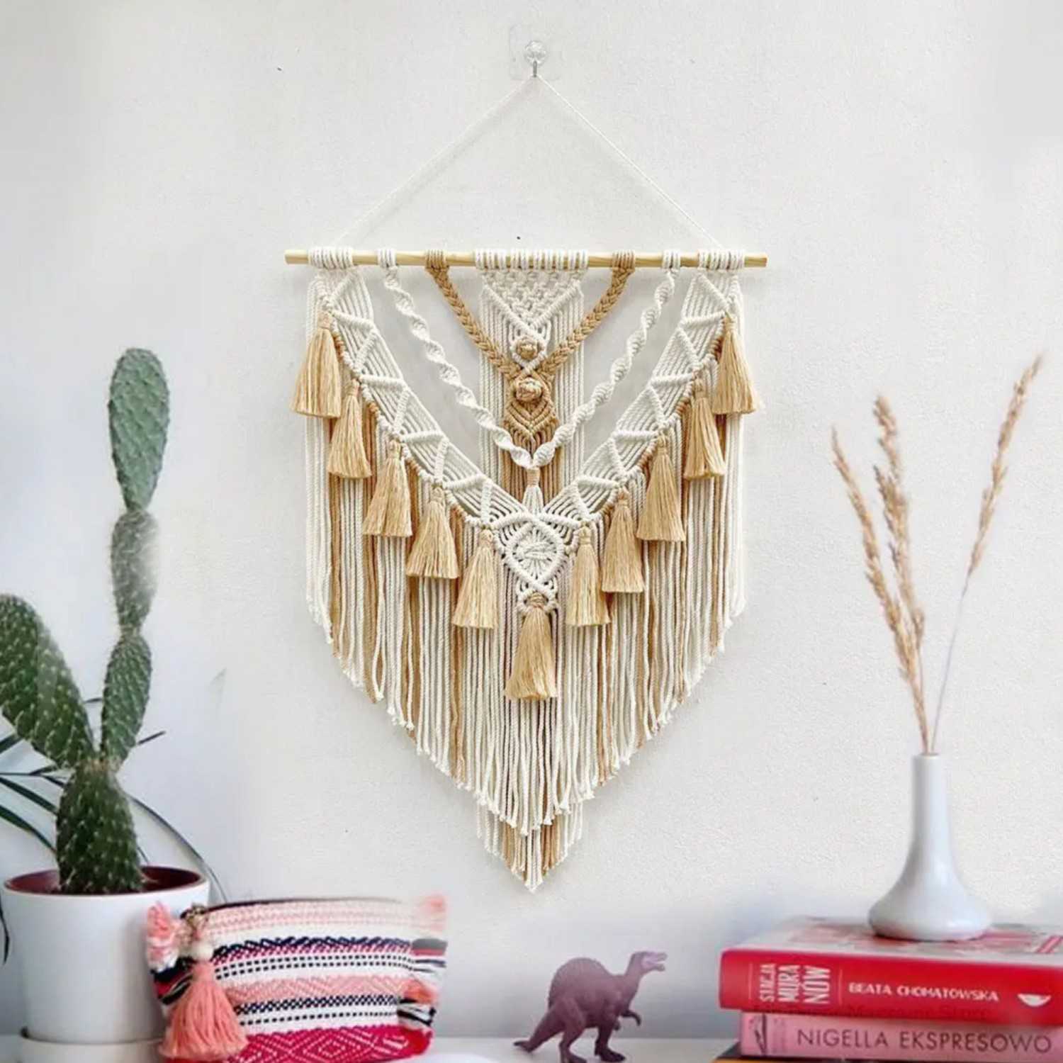 Handmade Boho Macrame Wall Hanging with Tassels