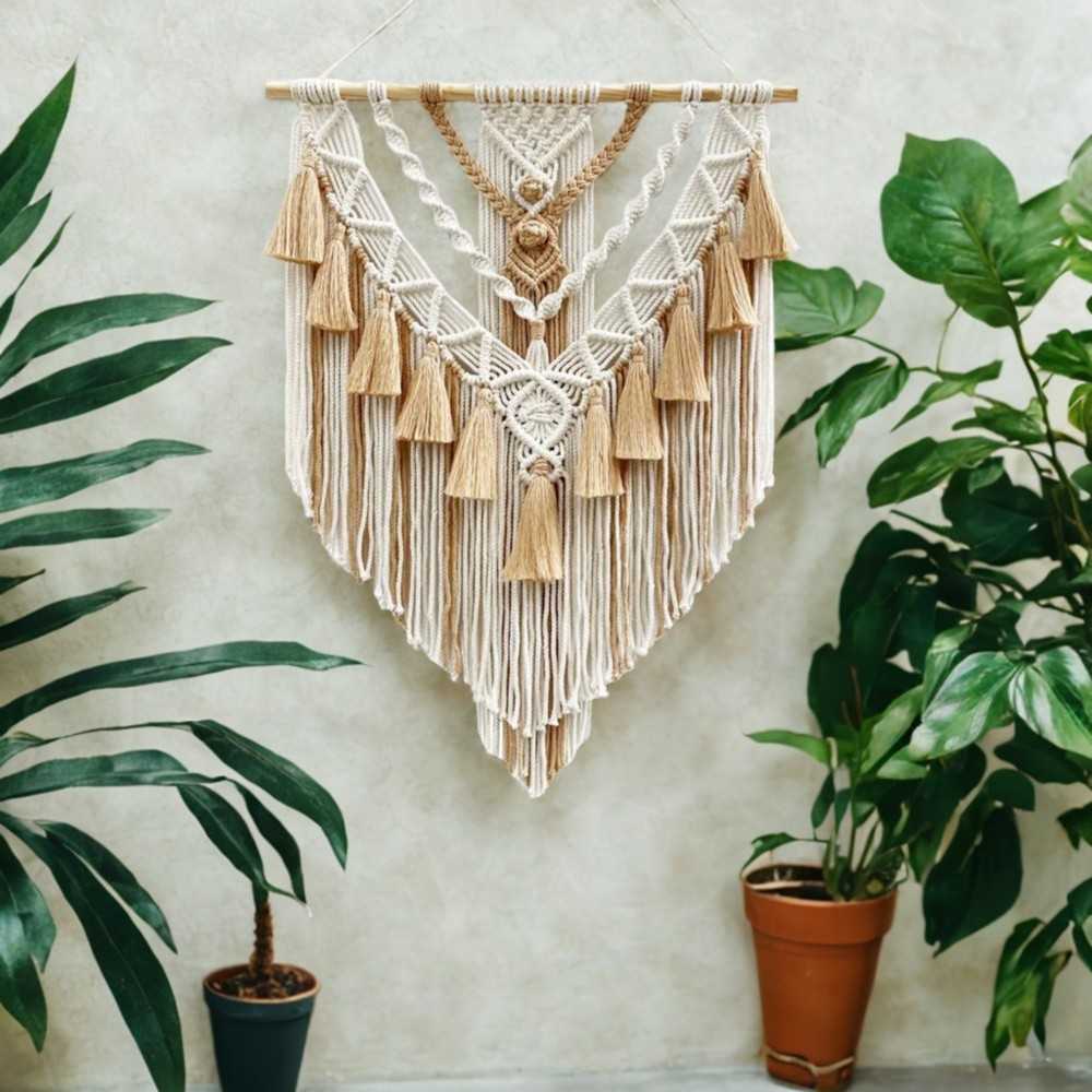 Handmade Boho Macrame Wall Hanging with Tassels