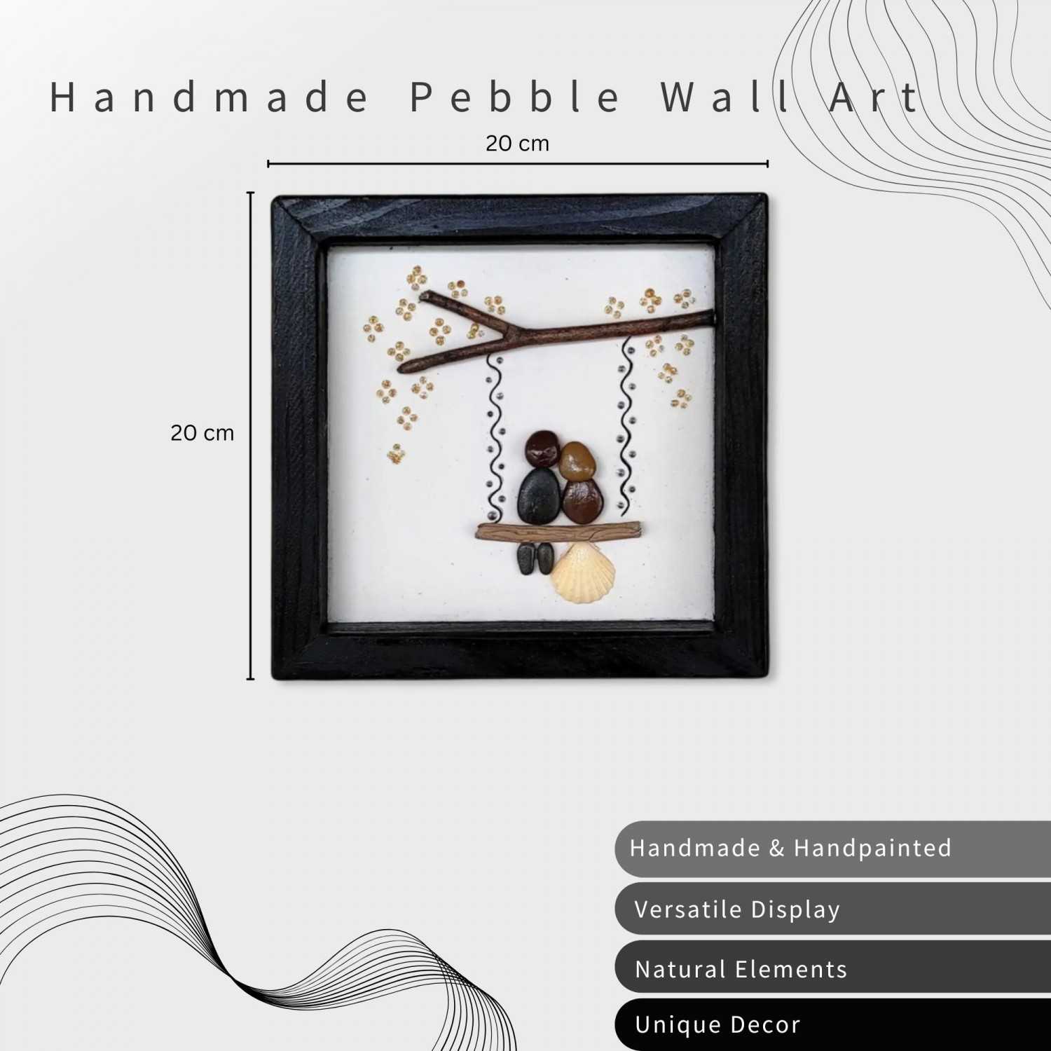 Romantic Handmade Framed Pebble Wall Art